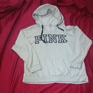 PINK Victoria's Secret Light Gray Hoodie Size L Good Condition Big Hood